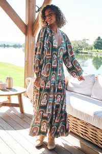 Teresa Maxi Dress Emerald Arches Print Kenzie Tenzie