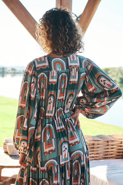 Teresa Maxi Dress Emerald Arches Print Kenzie Tenzie