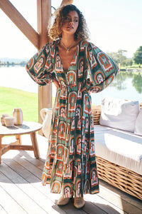 Teresa Maxi Dress Emerald Arches Print Kenzie Tenzie