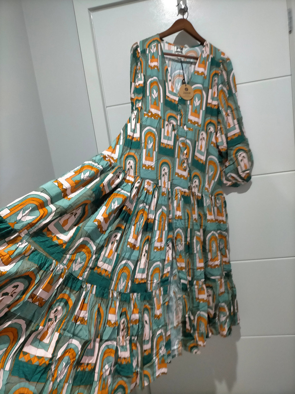 Teresa Maxi Dress Emerald Arches Print Kenzie Tenzie