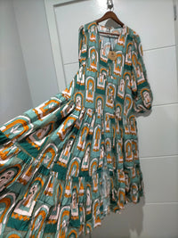 Teresa Maxi Dress Emerald Arches Print Kenzie Tenzie