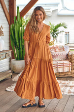 Tessa Maxi Dress Honey Cotton Print Kenzie Tenzie