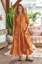 Tessa Maxi Dress Honey Cotton Print Kenzie Tenzie