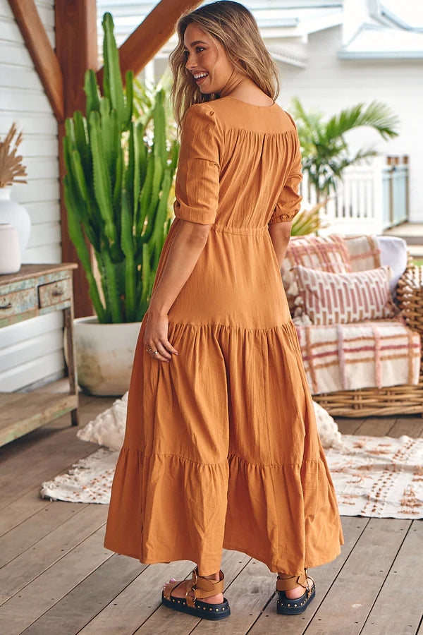 Tessa Maxi Dress Honey Cotton Print Kenzie Tenzie