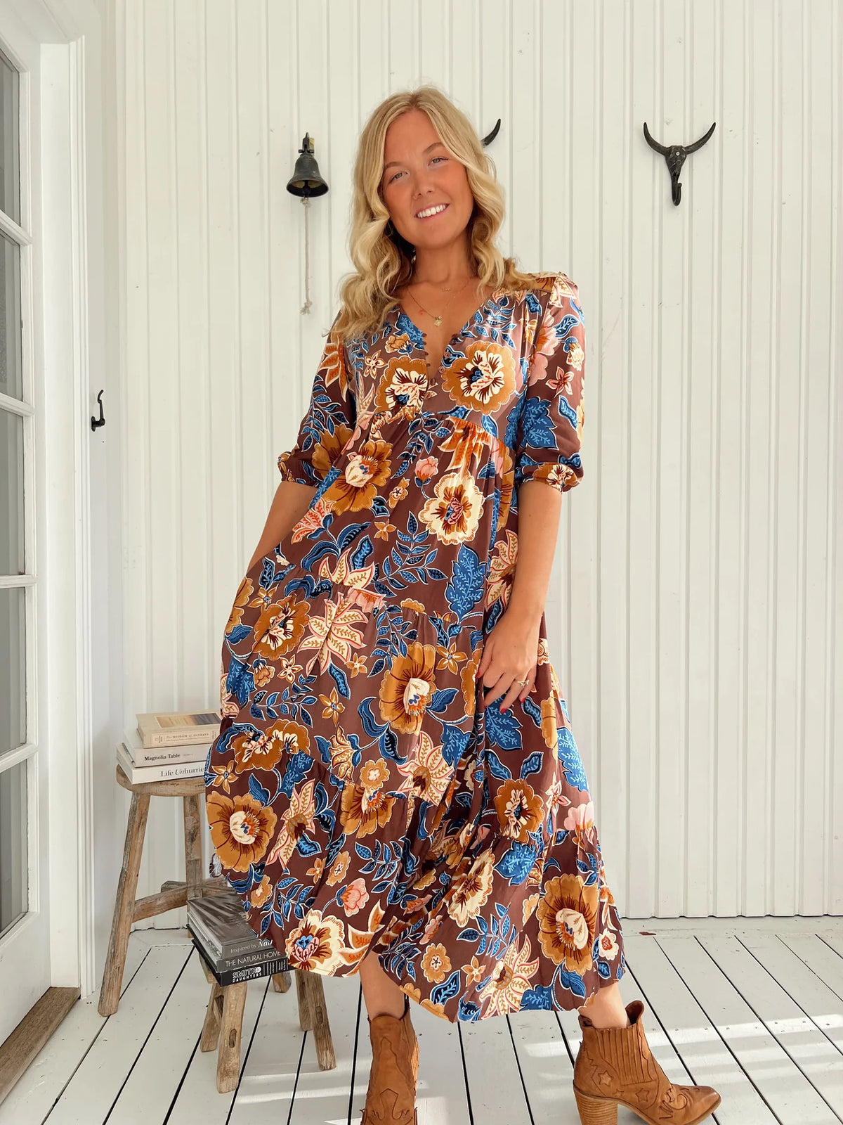 Eve Midi Dress ~ Tierra Print