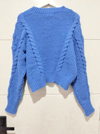 Jaase Twilight Crochet Crop Knit Jumper blue – flat lay back view