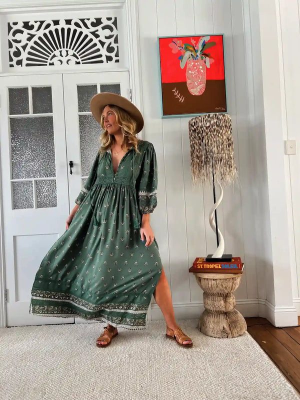 Meadow Maxi Dress ~ Viridian Print
