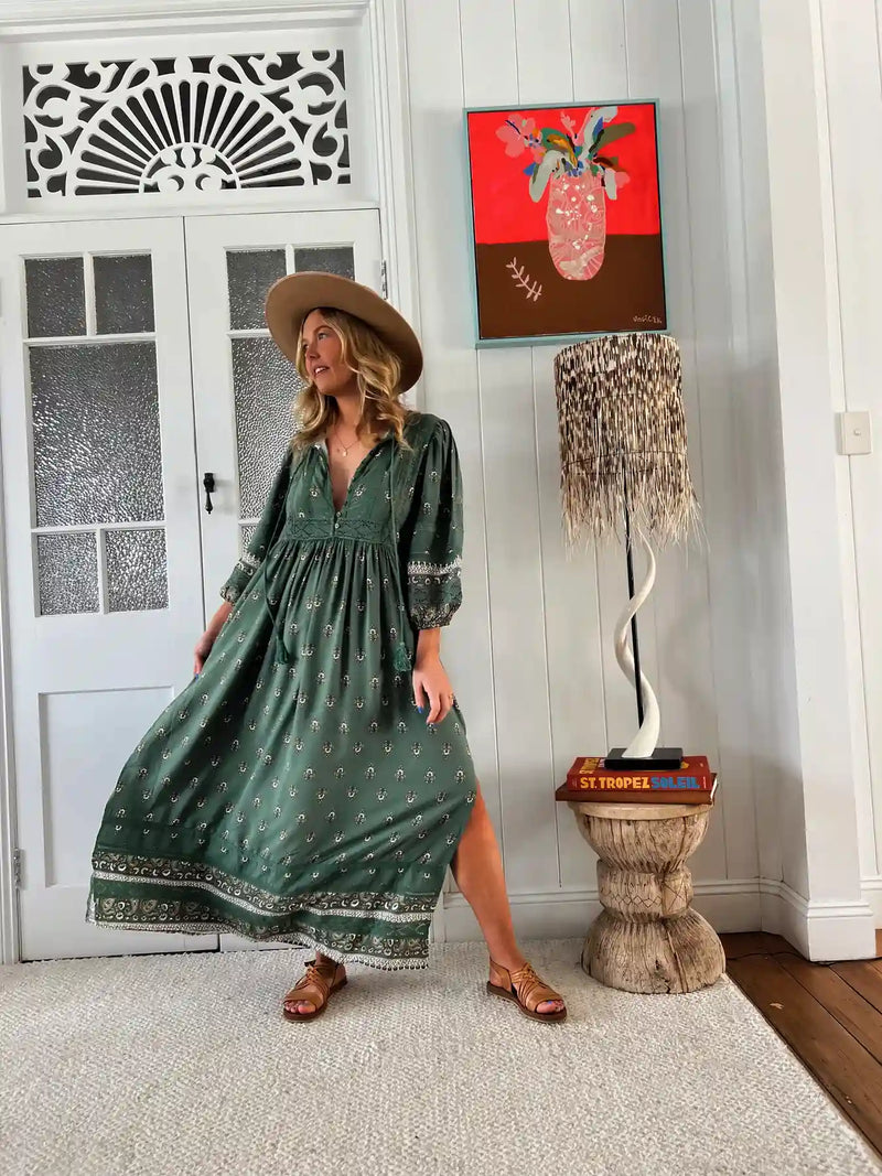 Meadow Maxi Dress Viridian Print