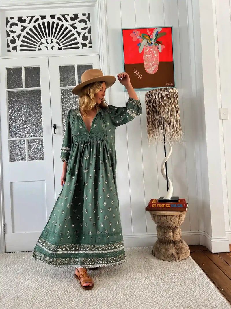 Meadow Maxi Dress Viridian Print