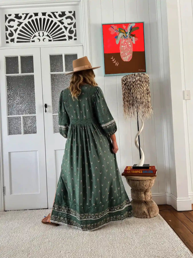 Meadow Maxi Dress Viridian Print