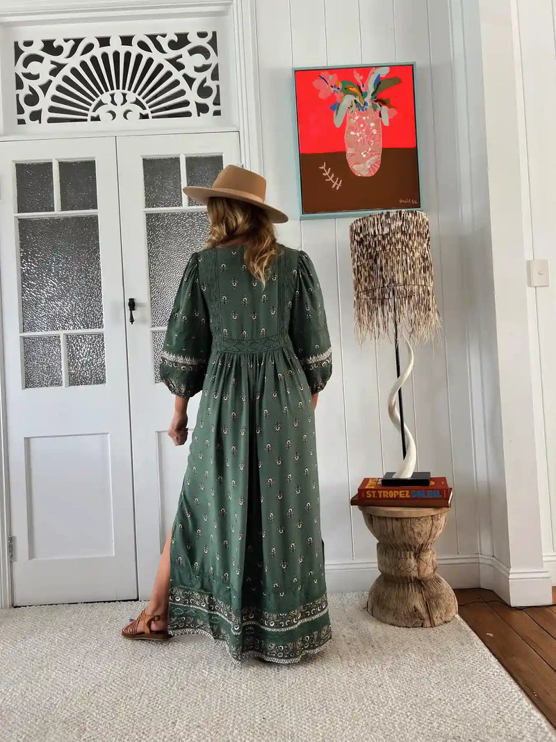 Meadow Maxi Dress Viridian Print