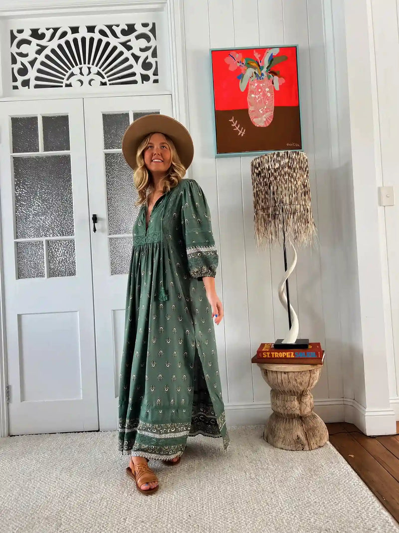 Meadow Maxi Dress Viridian Print