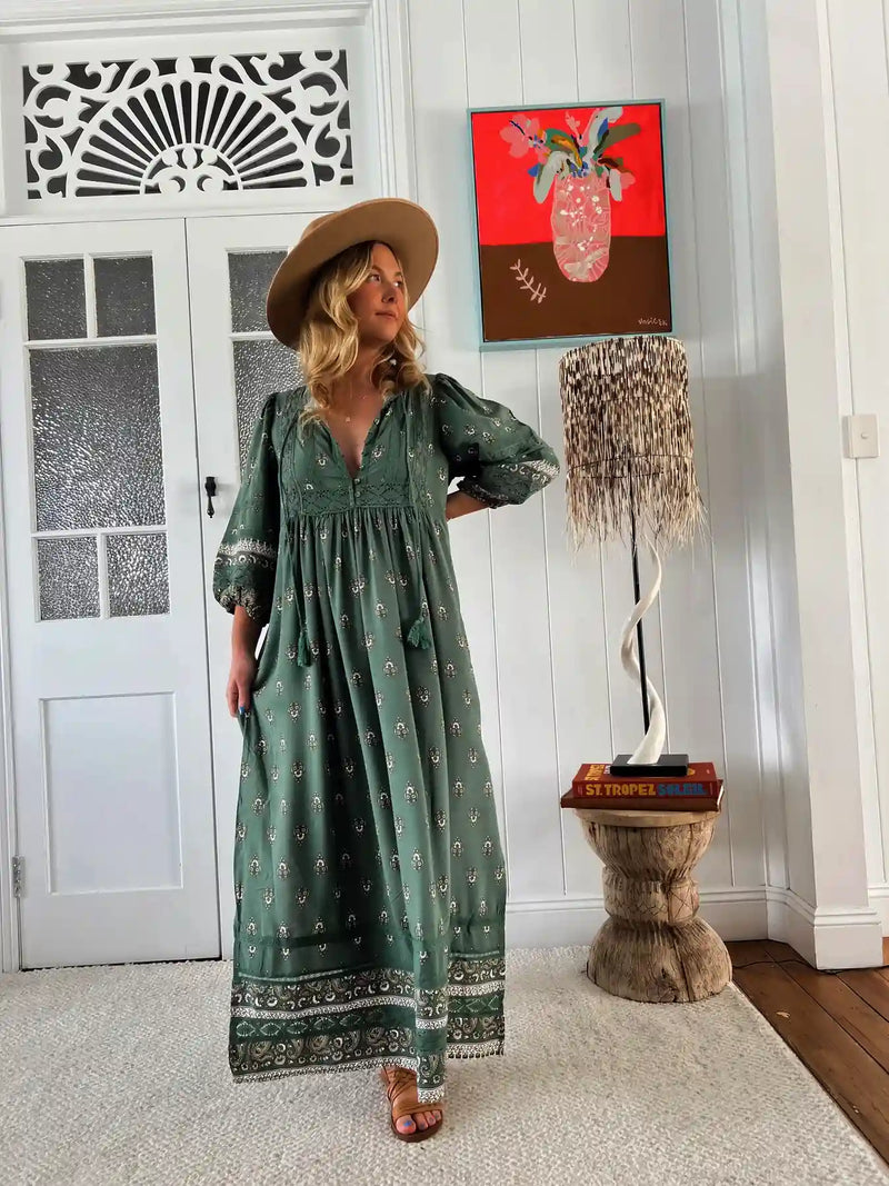 Meadow Maxi Dress Viridian Print