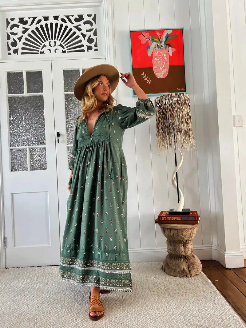 Meadow Maxi Dress Viridian Print