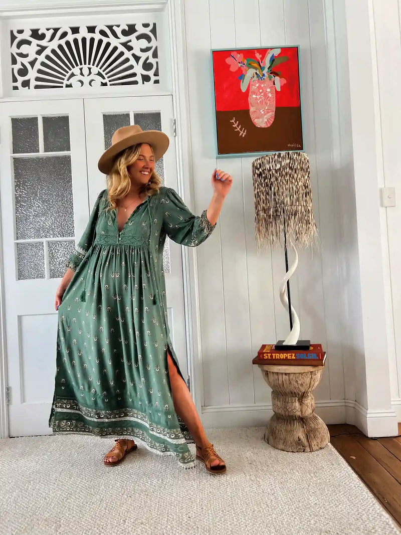 Meadow Maxi Dress Viridian Print