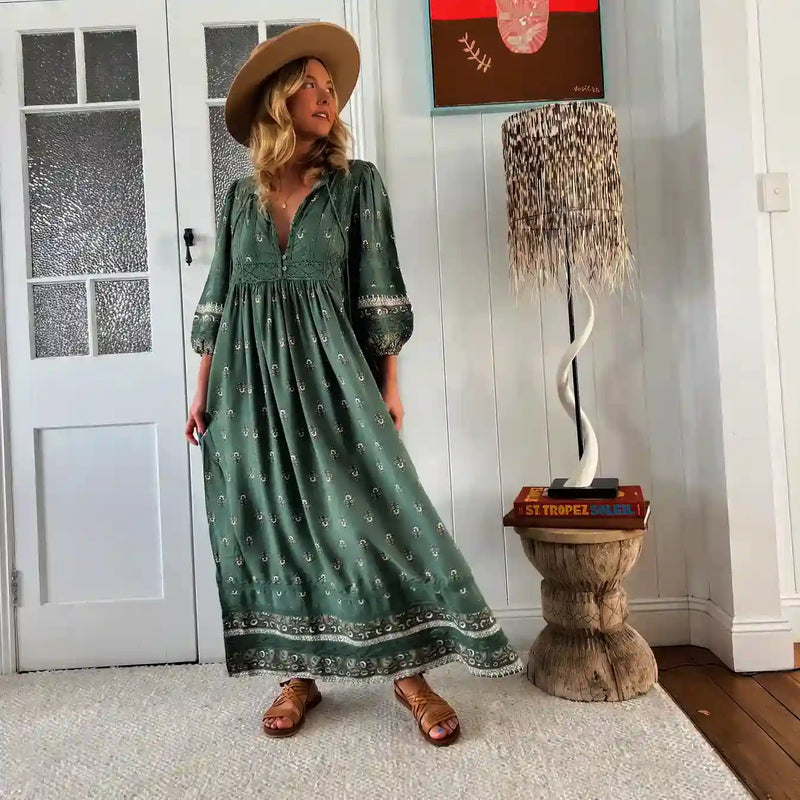Meadow Maxi Dress Viridian Print