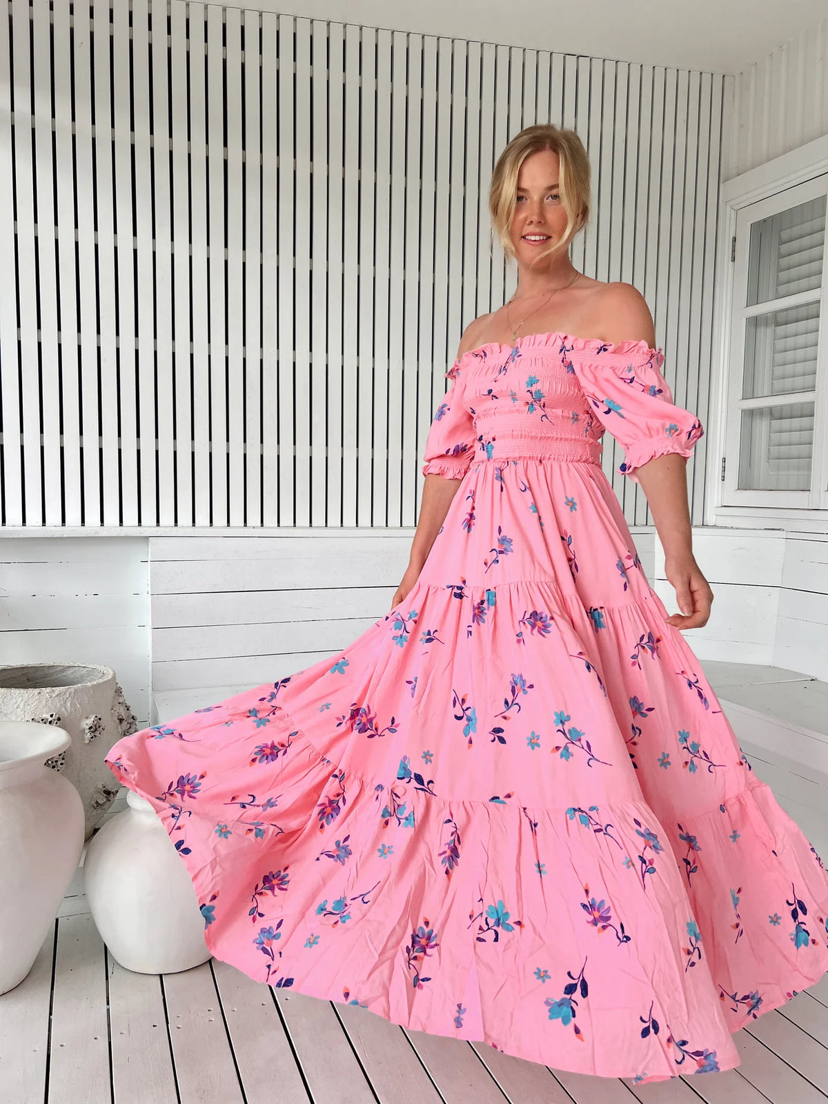 Claudette Maxi Dress Wild Berry print