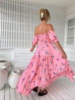 Claudette Maxi Dress Wild Berry print