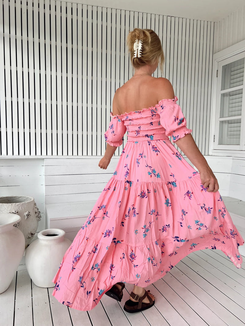 Claudette Maxi Dress Wild Berry print