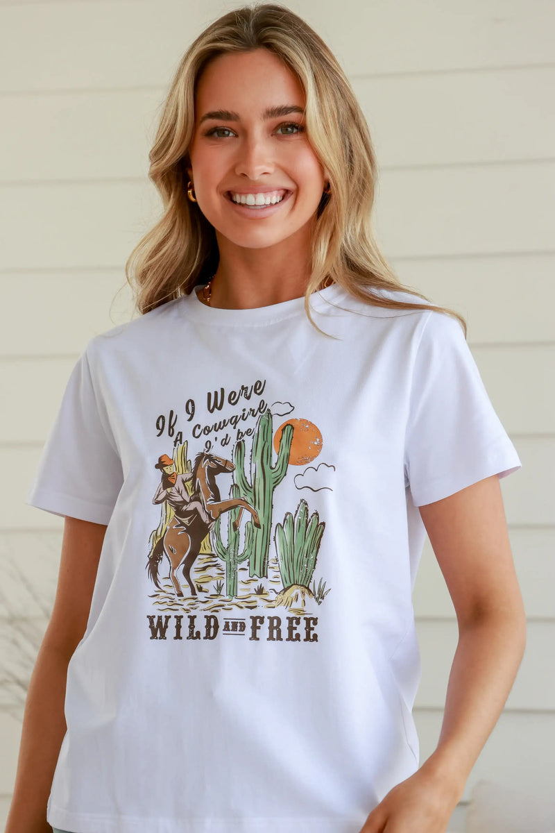 Wild and Free White Band Tee Kenzie Tenzie