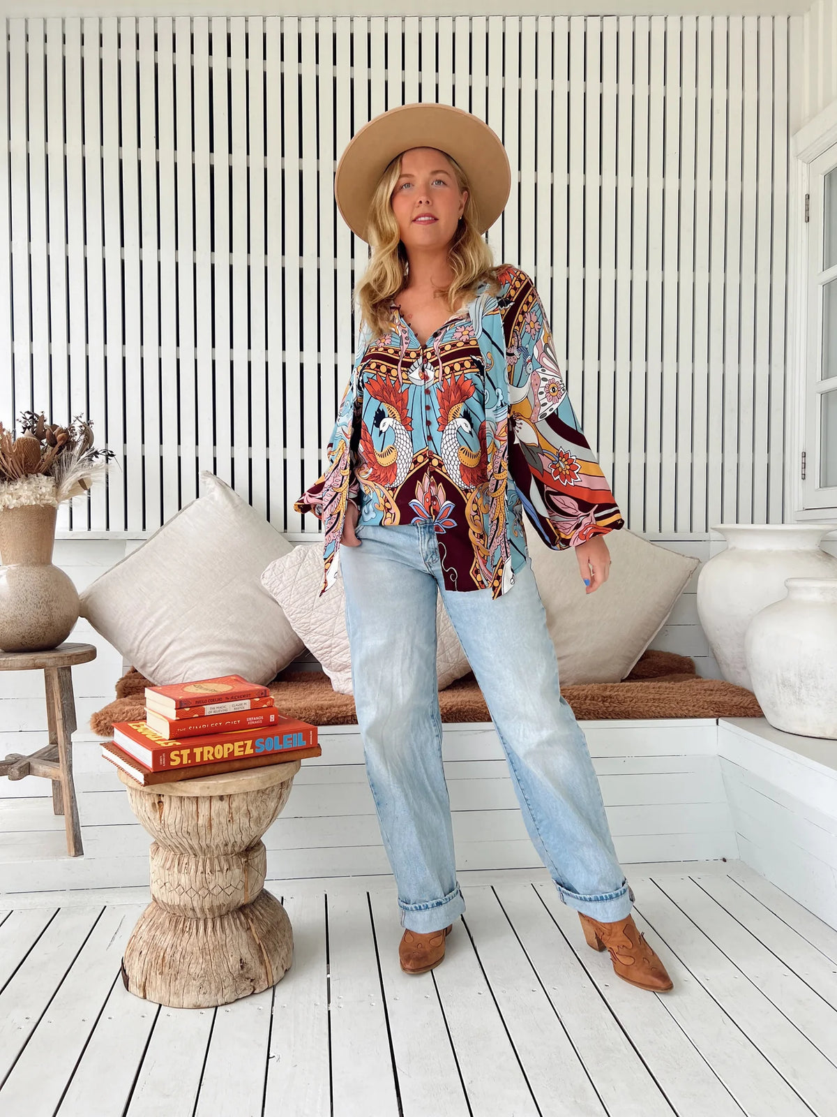Imogen Blouse ~ Wild Hearts print