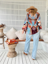 Imogen Blouse ~ Wild Hearts print