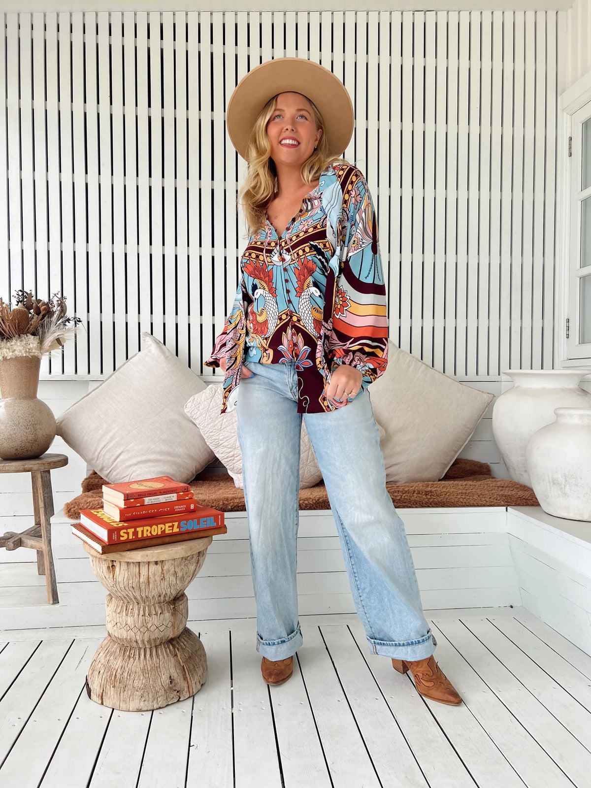 Imogen Blouse ~ Wild Hearts print