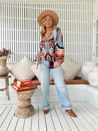 Imogen Blouse ~ Wild Hearts print