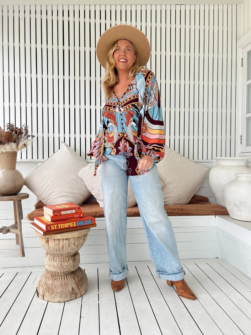 Imogen Blouse Wild Hearts print