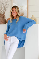 Willow Blue Waffle Knit Jumper by Miracle Fashion Kenzie Tenzie