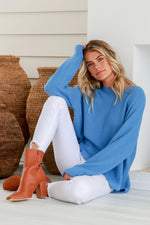 Willow Blue Waffle Knit Jumper by Miracle Fashion Kenzie Tenzie