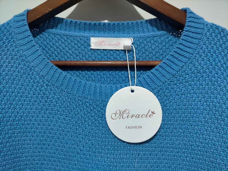 Willow Blue Waffle Knit Jumper by Miracle Fashion Kenzie Tenzie