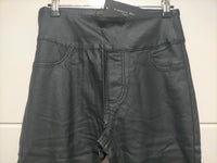 Zoe Pull on Wet Look Wax Denim Jeans - Black Kenzie Tenzie