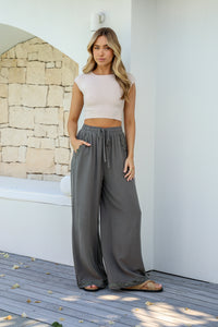 Aspen Linen Ric Rac Pants - Khaki