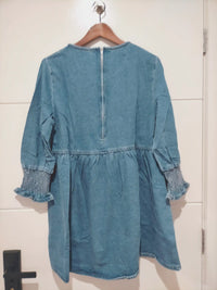 Adelaide Chambray Denim Mini Dress Vintage Mid Blue