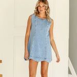 Alannah Denim Scallop Mini Dress