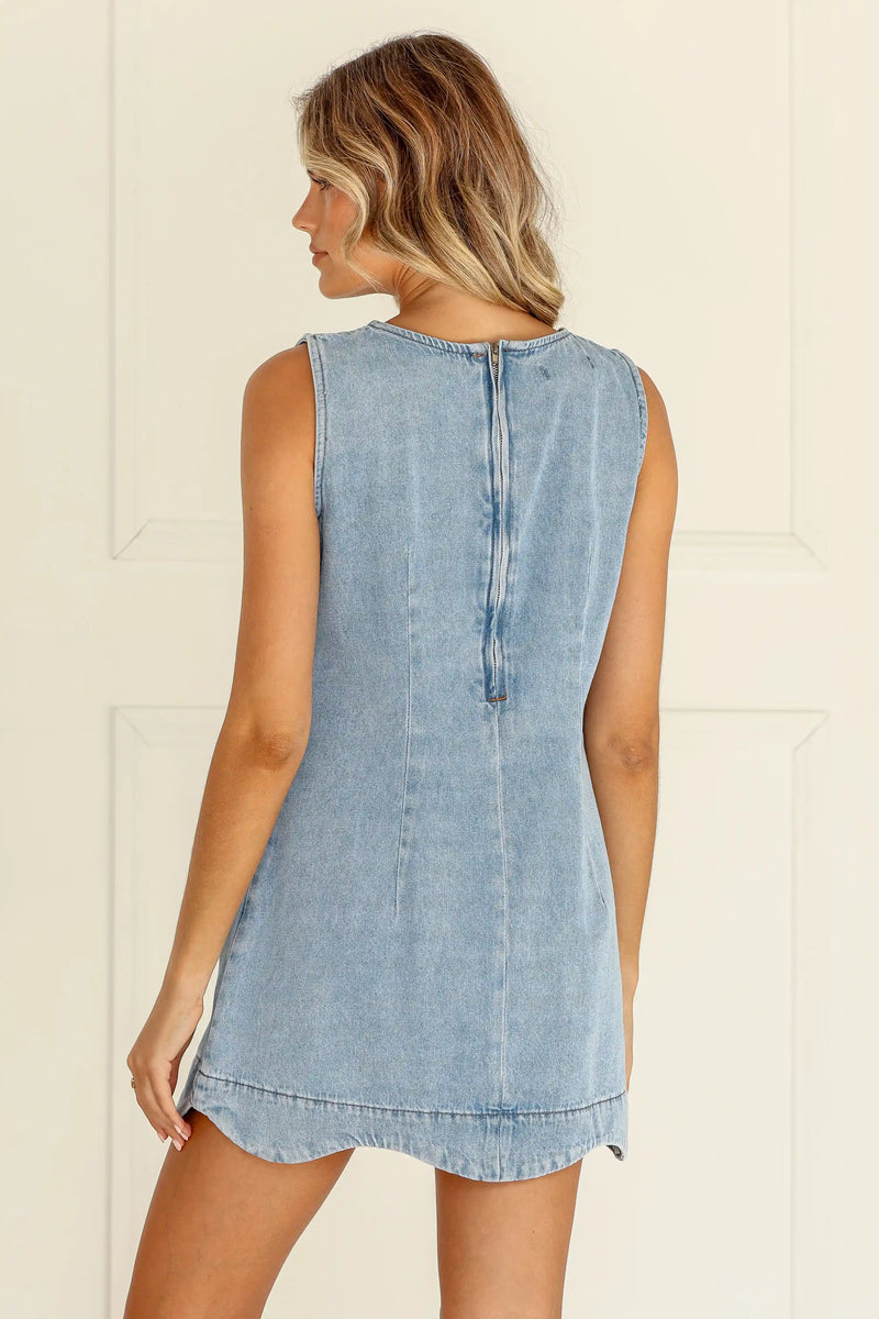 Alannah Denim Scallop Mini Dress
