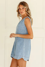 Alannah Denim Scallop Mini Dress