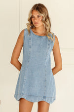 Alannah Denim Scallop Mini Dress