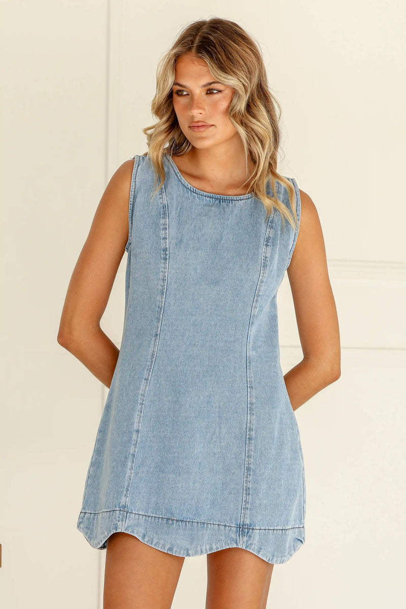 Alannah Denim Scallop Mini Dress