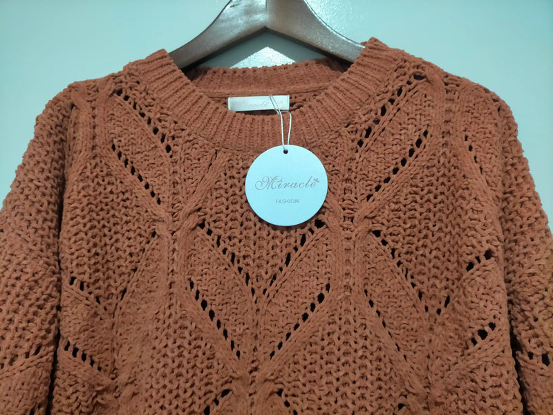 Arlow Crochet Knit Jumper - Rust