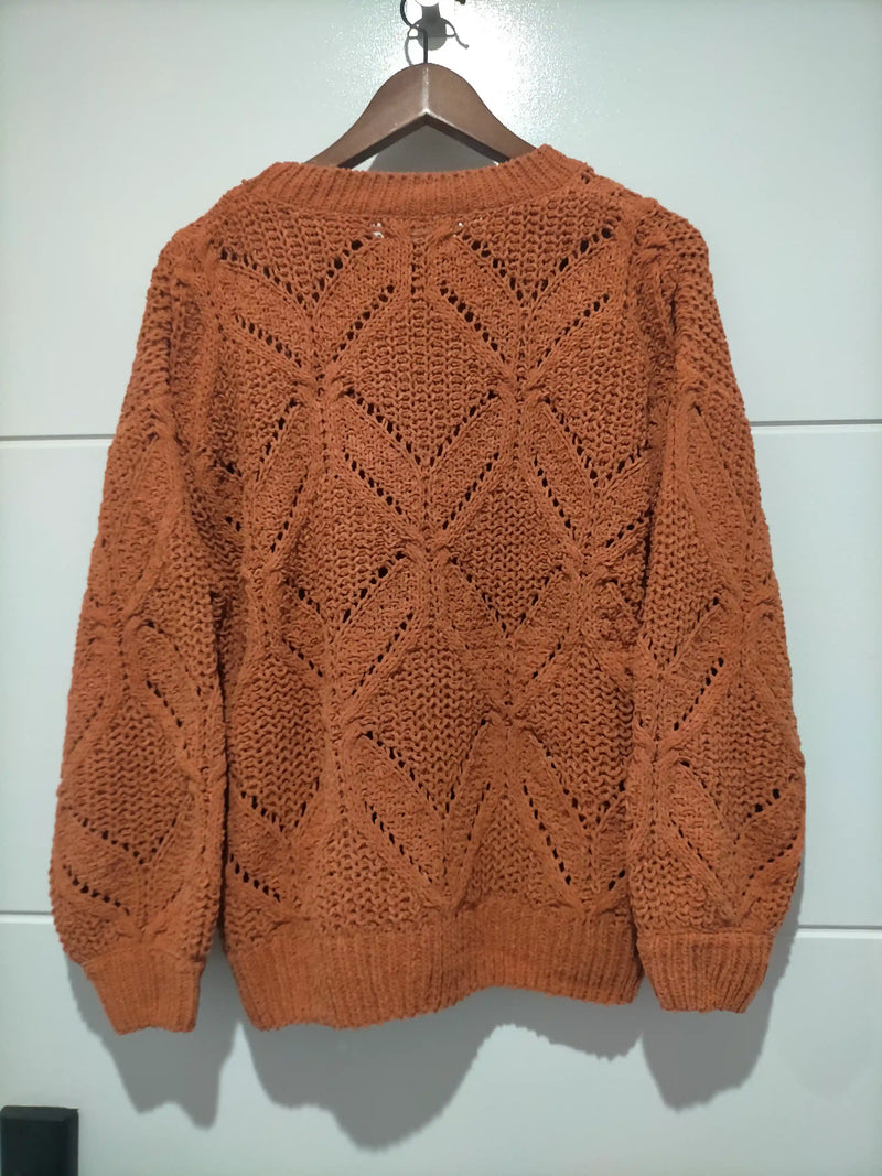 Arlow Crochet Knit Jumper - Rust
