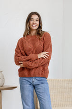 Arlow Crochet Knit Jumper - Rust