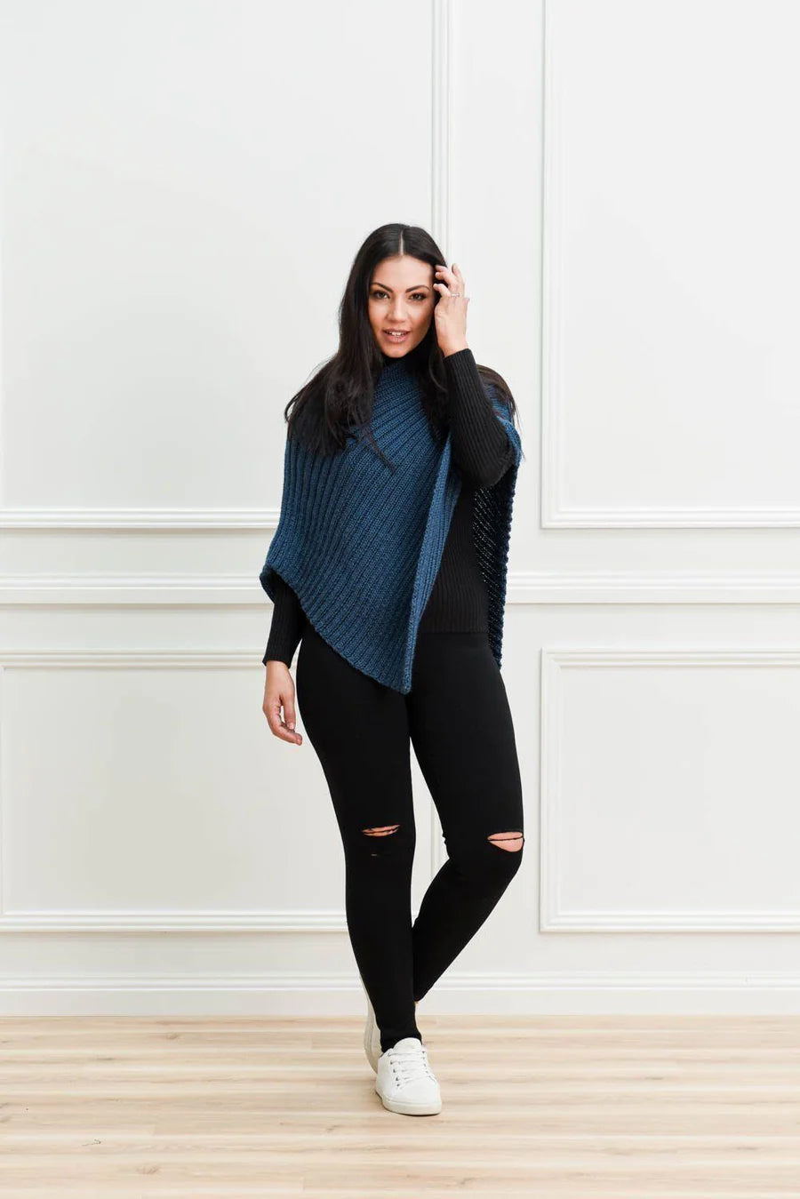 Ava Jegging High Waisted with Knee Rip ~ Black