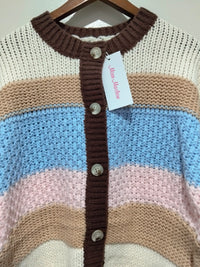 Bastille Chunky Cardi ~ Blue Stripe