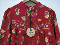 Bee Blouse Grenache print