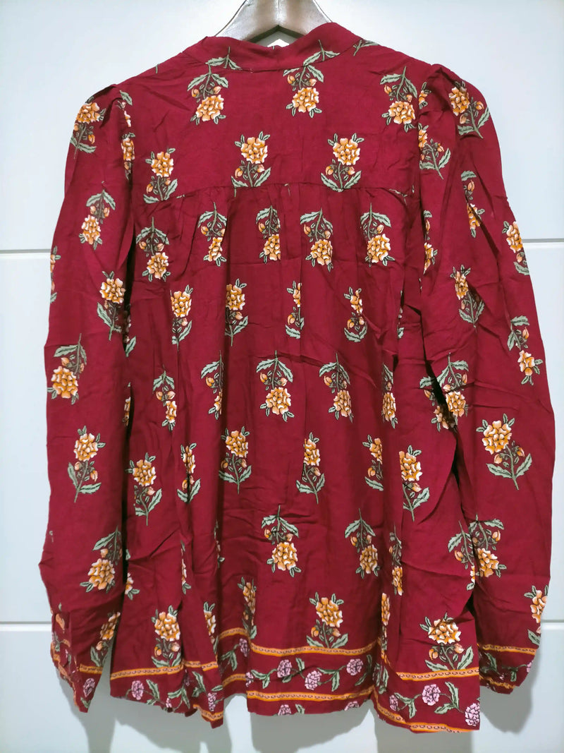 Bee Blouse Grenache print