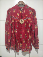 Bee Blouse Grenache print