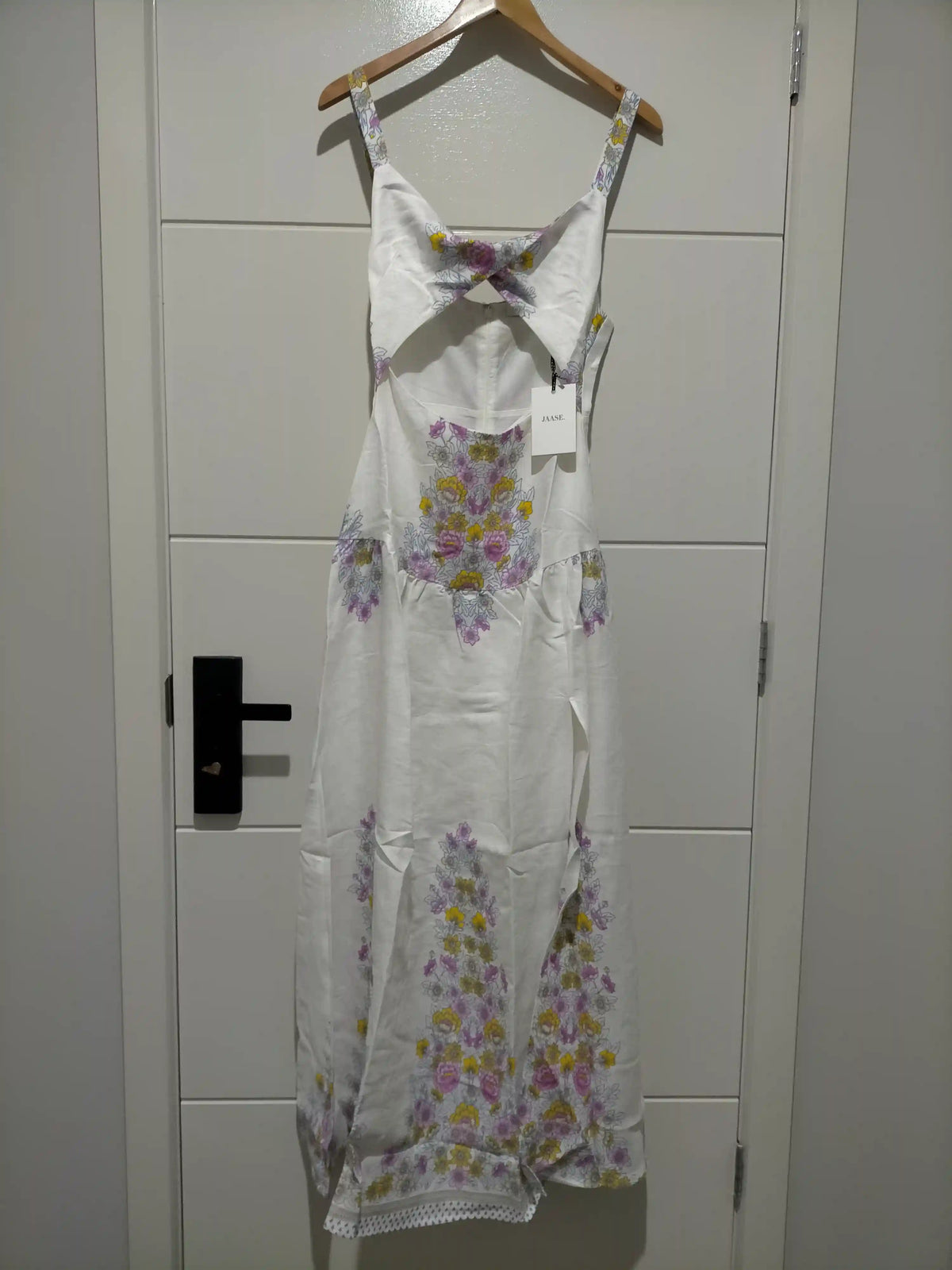 Bianca Linen Maxi Dress White Daylilies print
