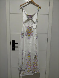 Bianca Linen Maxi Dress White Daylilies print